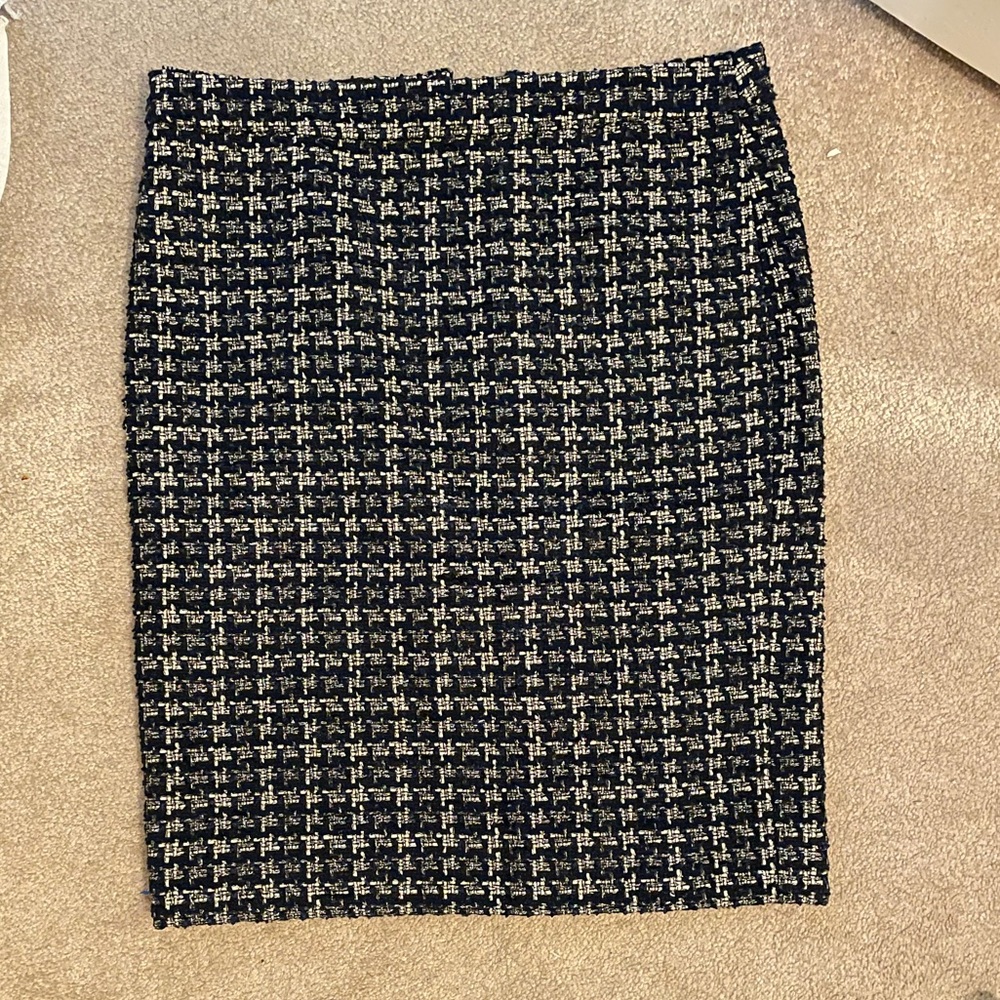 J.Crew Wool Navy Houndstooth Pencil Skirt
